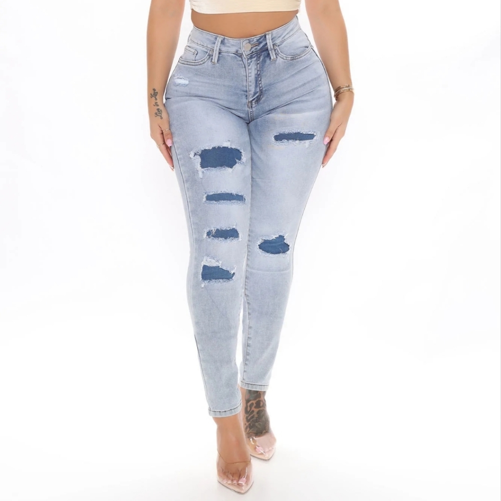 Stay Cozy Rip and Repair Knit skinny Jeans